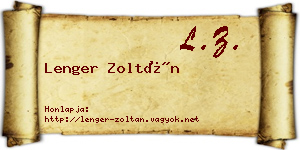Lenger Zoltán névjegykártya